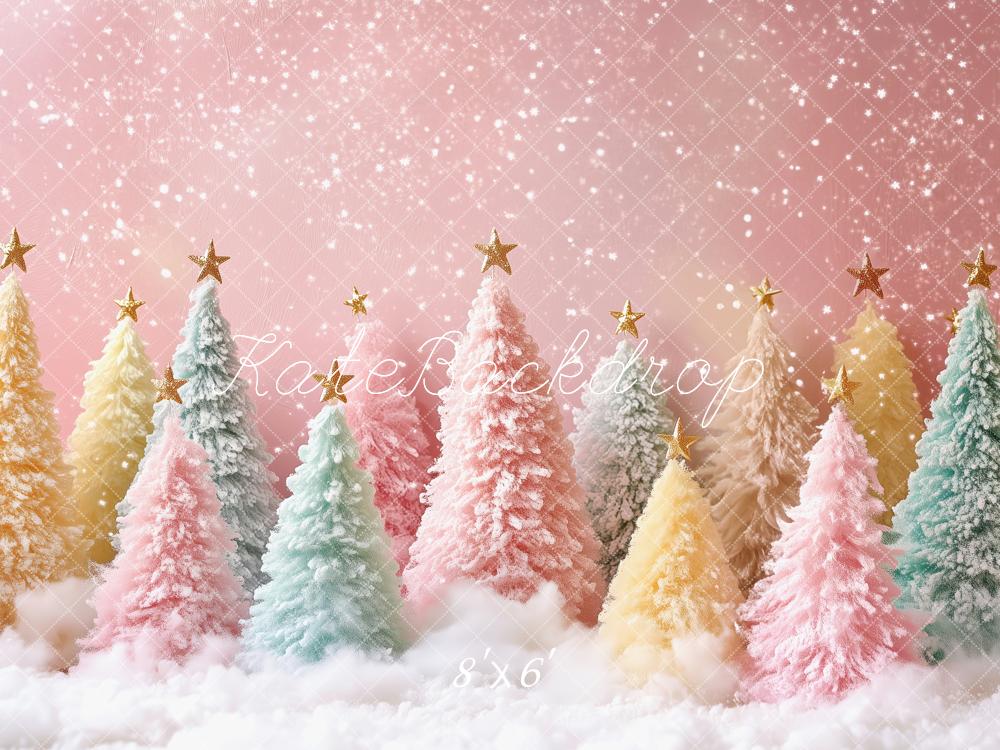 Kate Noël Sapins Pastel Neige Toile de fond conçue par Patty Roberts