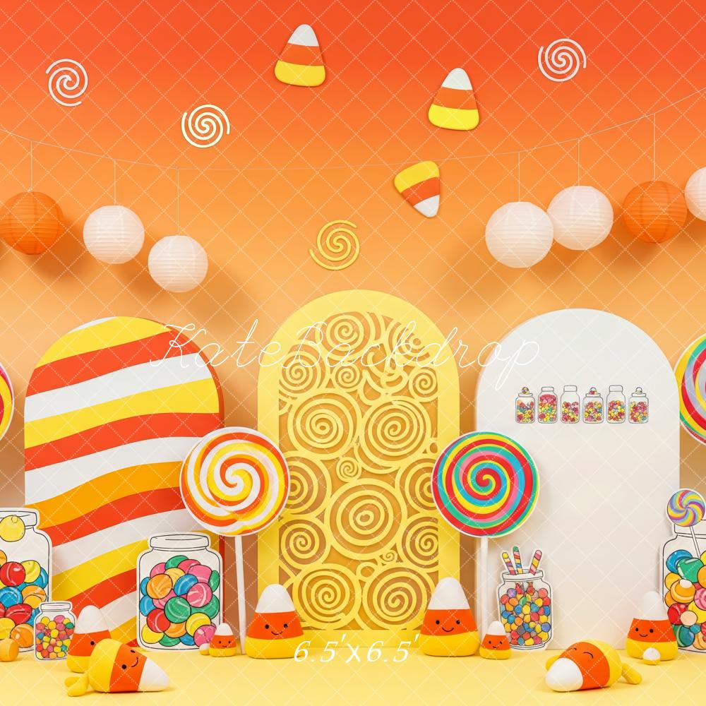 Kate Anniversaire Bonbon Lollipop Orange Toile de fond conçue par Patty Roberts