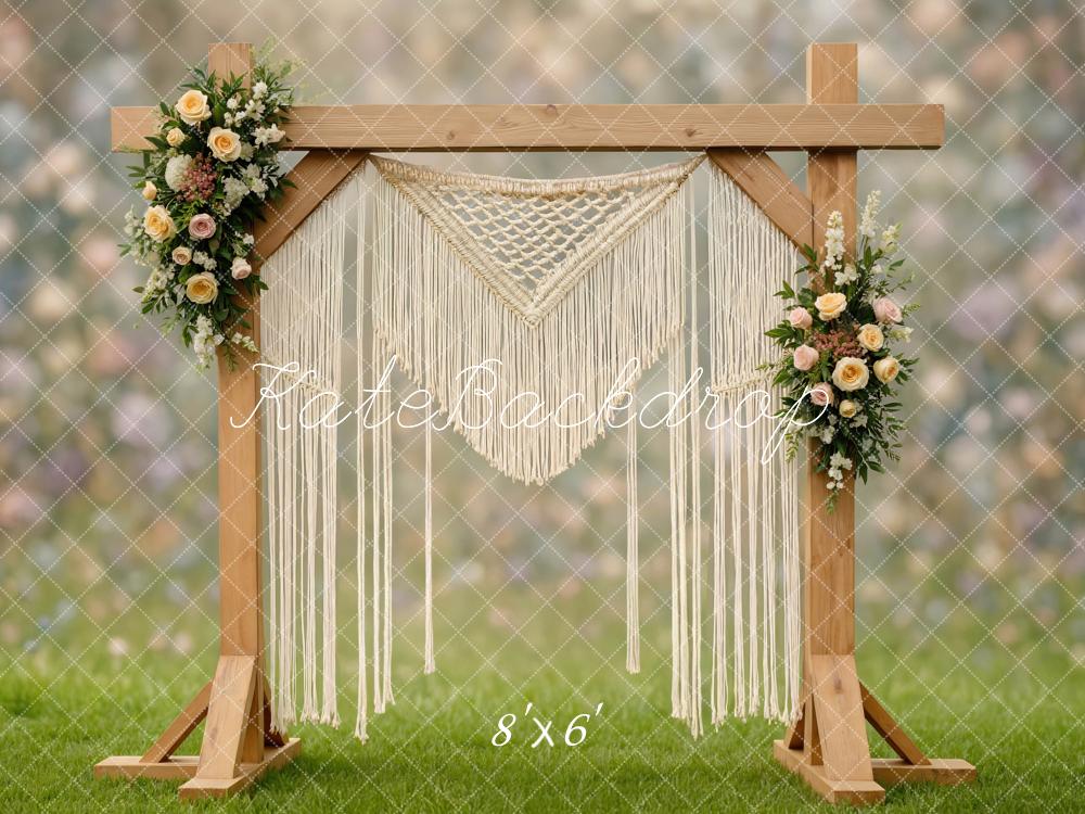 Kate Mariage Arche Fleurs Macramé Toile de fond conçue par Mini MakeBelieve