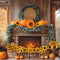 Kate Automne Cheminée Citrouilles Tournesols Toile de fond conçue par Mini MakeBelieve - Kate Backdrop FR