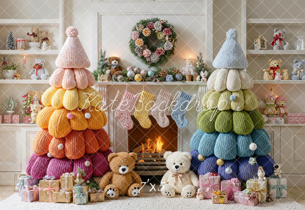 Kate Noël Arbres Tricot Ours Cadeaux Toile de fond conçue par Emetselch - Kate Backdrop FR