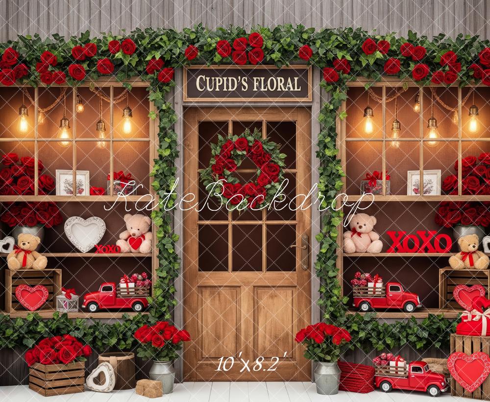 Kate Saint Valentin Fleurs Ours Cœur Toile de fond en Polar conçue par Patty Roberts