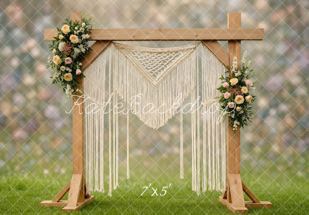Kate Mariage Arche Fleurs Macramé Toile de fond conçue par Mini MakeBelieve