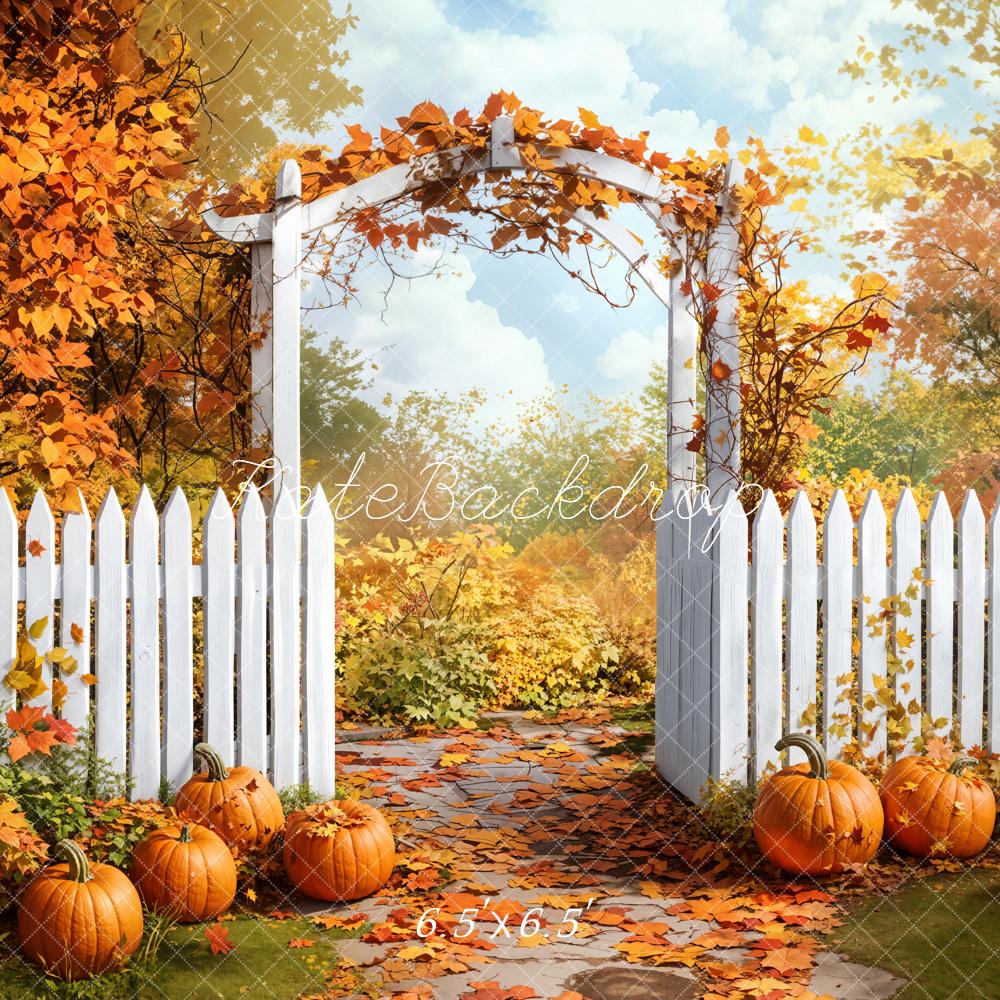 Kate Automne Arche Clôture Citrouilles Toile de fond conçue par Emetselch