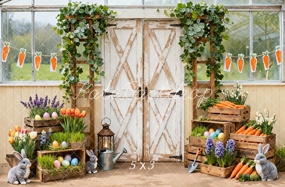 Kate Pâques Lapin Carottes Œufs Fleurs Toile de fond conçue par Emetselch - Kate Backdrop FR