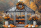 Kate Automne Serre Citrouilles Fleurs Toile de fond conçue par Mini MakeBelieve