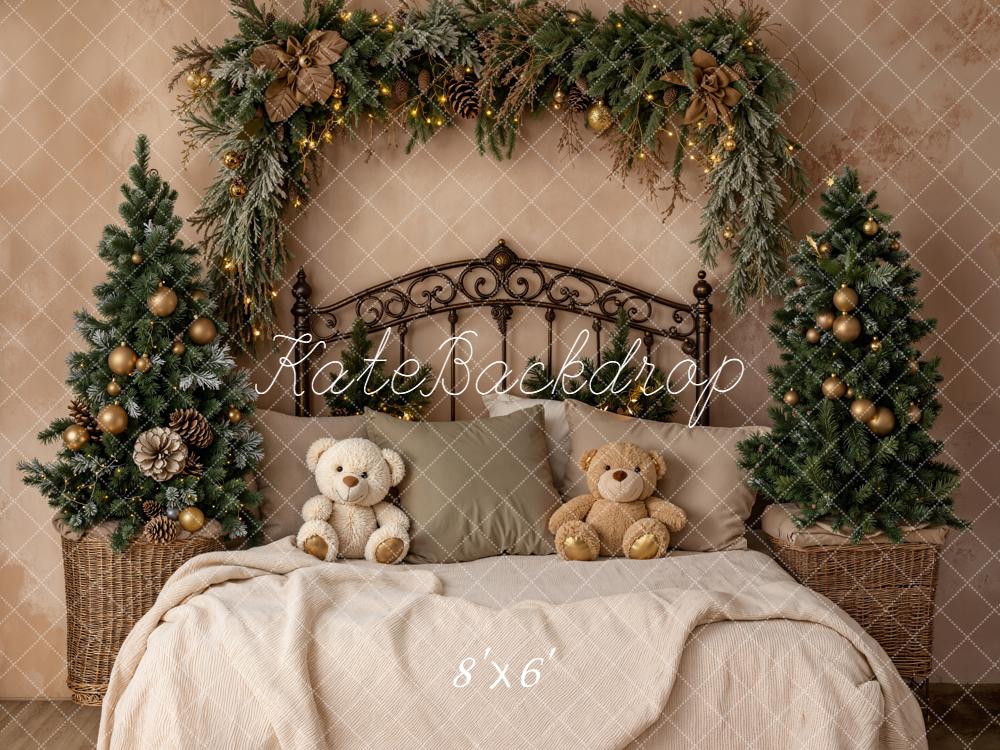 Kate Noël Sapins Tête de Lit Ours Toile de fond conçue par Emetselch - Kate Backdrop FR