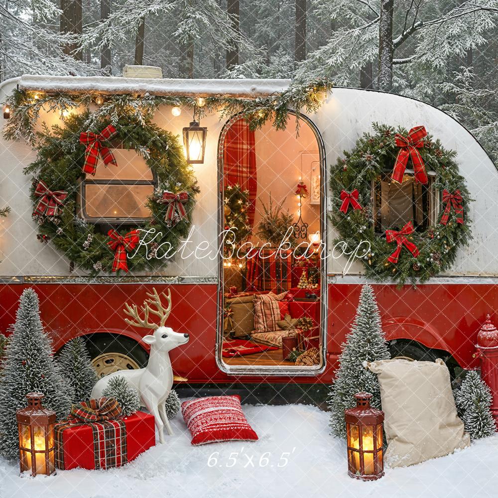 Kate Noël Camping-car Forêt Neige Toile de fond conçue par Emetselch - Kate Backdrop FR