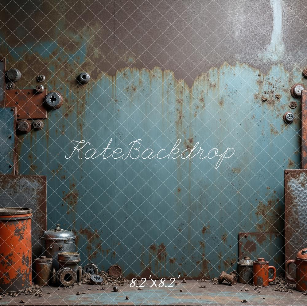 Kate Industriel Plaques Métal Usine Toile de fond conçue par Laura Bybee - Kate Backdrop FR