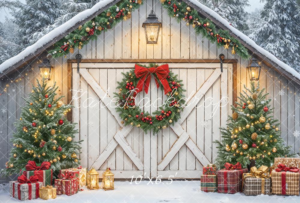 Kate Noël Grange Sapins Cadeaux Toile de fond en Laine conçue par Emetselch - Kate Backdrop FR