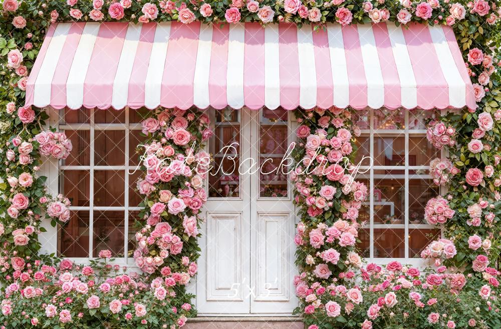 Kate Saint Valentin Maison Fleurs Roses Toile de fond conçue par Emetselch