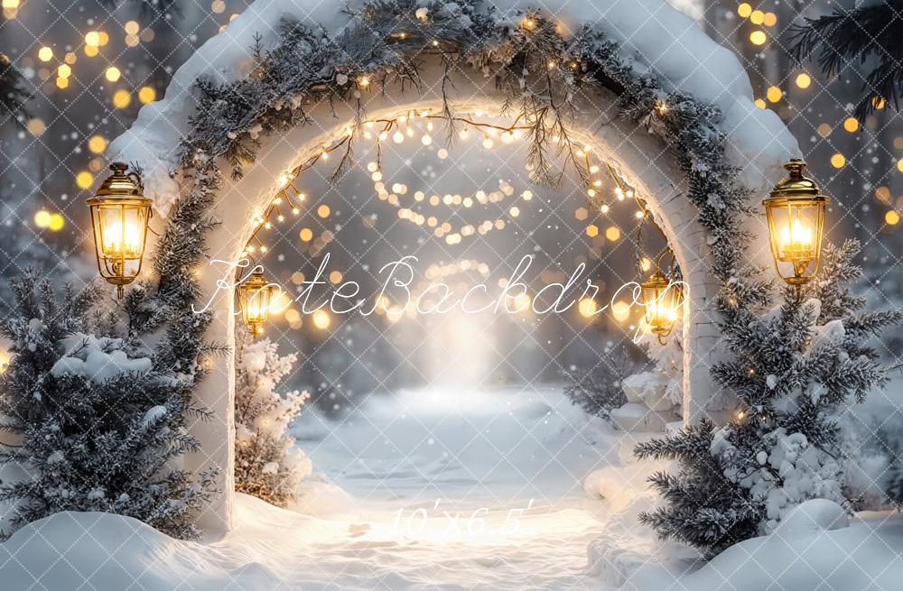 Kate Hiver Arche Neige Lumières Toile de fond en Laine conçue par Emetselch - Kate Backdrop FR