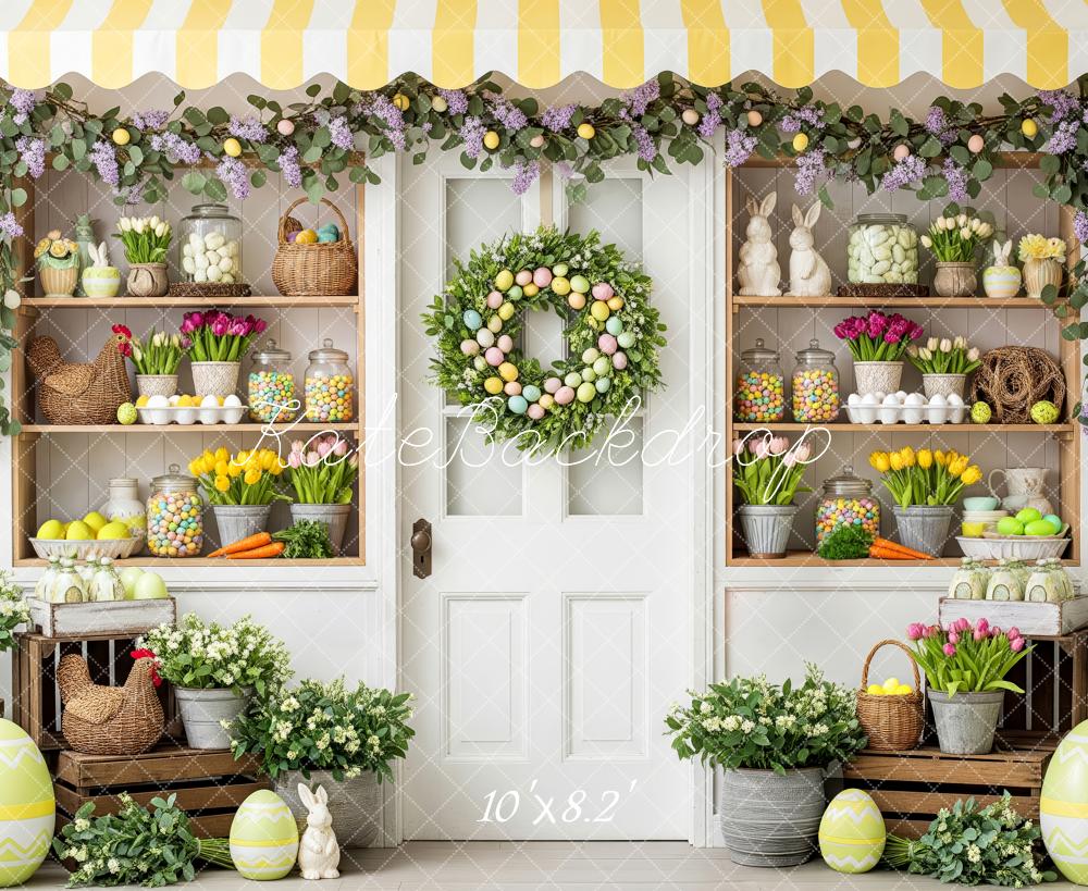 Kate Pâques Fleurs Œufs Porte Toile de fond en Polar conçue par Patty Roberts