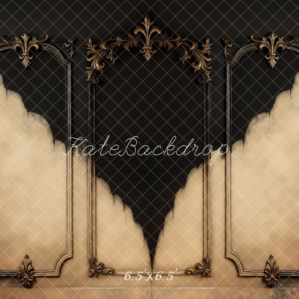 Kate Architecture Baroque Mur Noir Beige Toile de fond conçue par Mini MakeBelieve