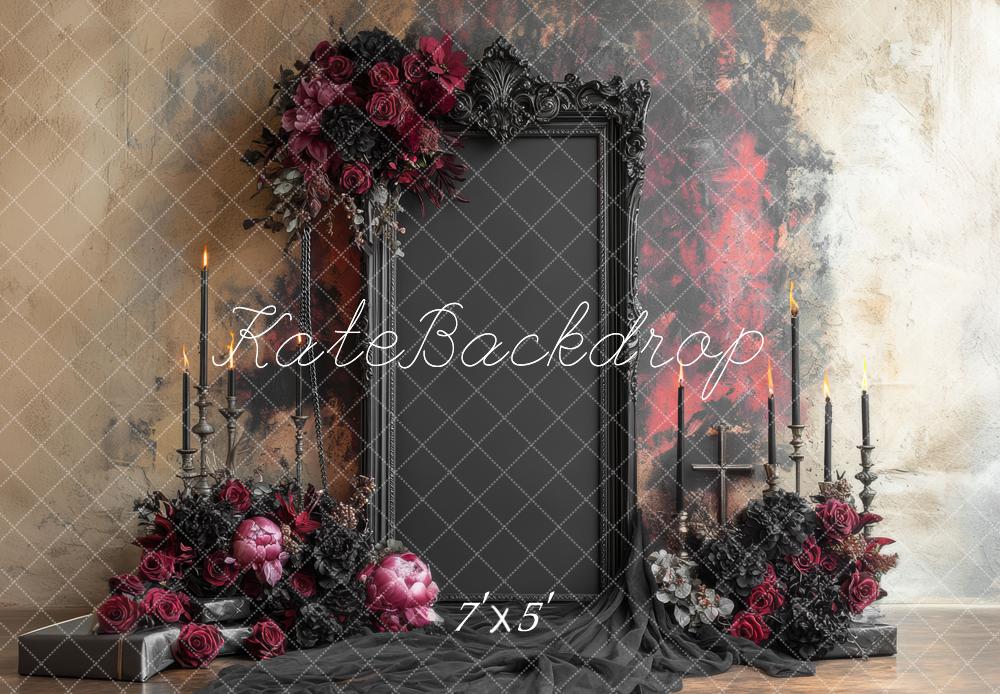 Kate Gothique Cadre Bougies Fleurs Toile de fond conçue par Mini MakeBelieve - Kate Backdrop FR