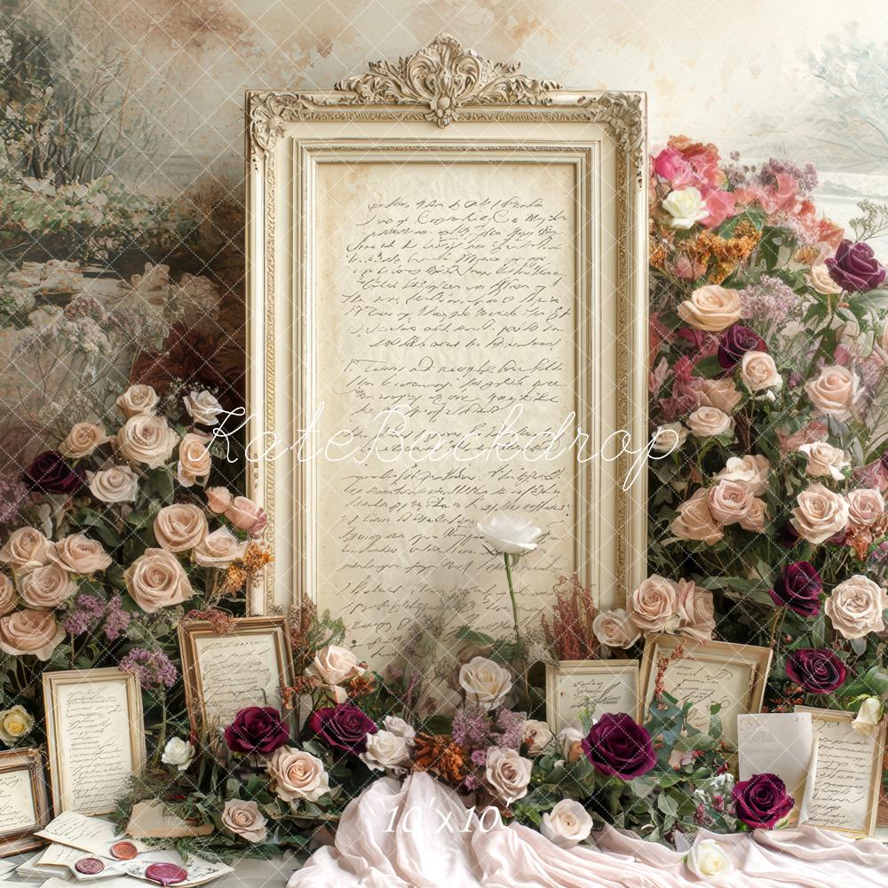 Kate Vintage Cadre Roses Lettres Toile de fond conçue par Mini MakeBelieve