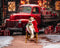 Kate Noël Camion Cadeaux Maison Toile de fond+Hiver Neige Terre Sol Toile de fond