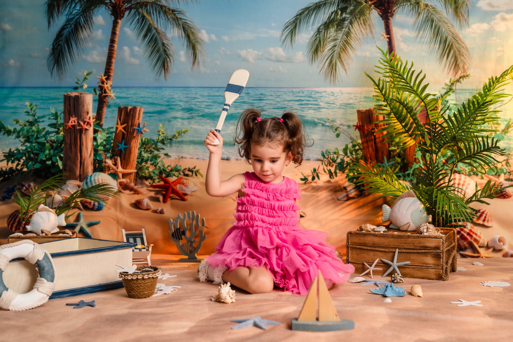 Kate Été Plage Mer Tropical Étoile de mer Toile de fond conçue par Emetselch - Kate Backdrop FR