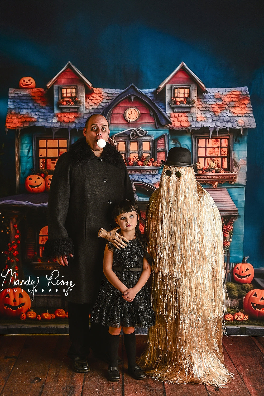 Kate Citrouille Halloween Maison Jaune Toile de fond conçue par Mandy Ringe - Kate Backdrop FR