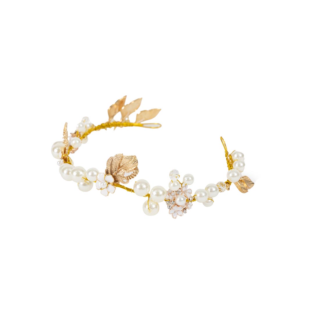 Kate Blanc Maillage Longue Robe pour Enfants avec Serre-tête Perlé - Kate Backdrop FR