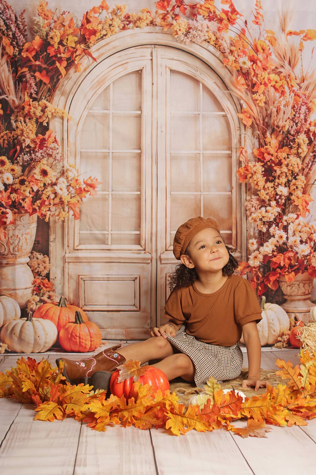 Kate Automne Arche Fleurs Citrouilles Toile de fond conçue par Emetselch