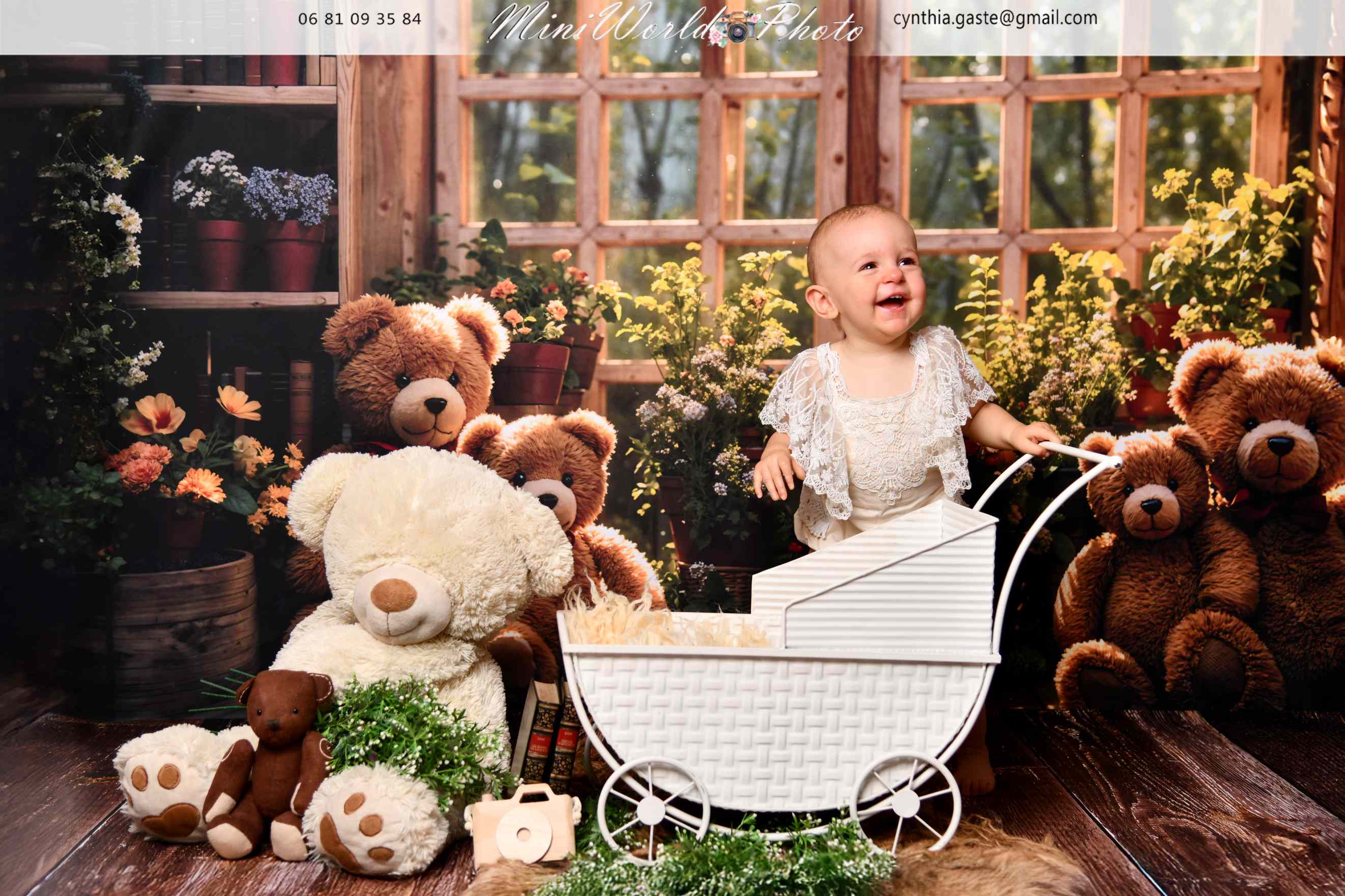 Kate Automne Intérieur Fleur Ours en peluche Soleil Toile de fond conçue par Emetselch