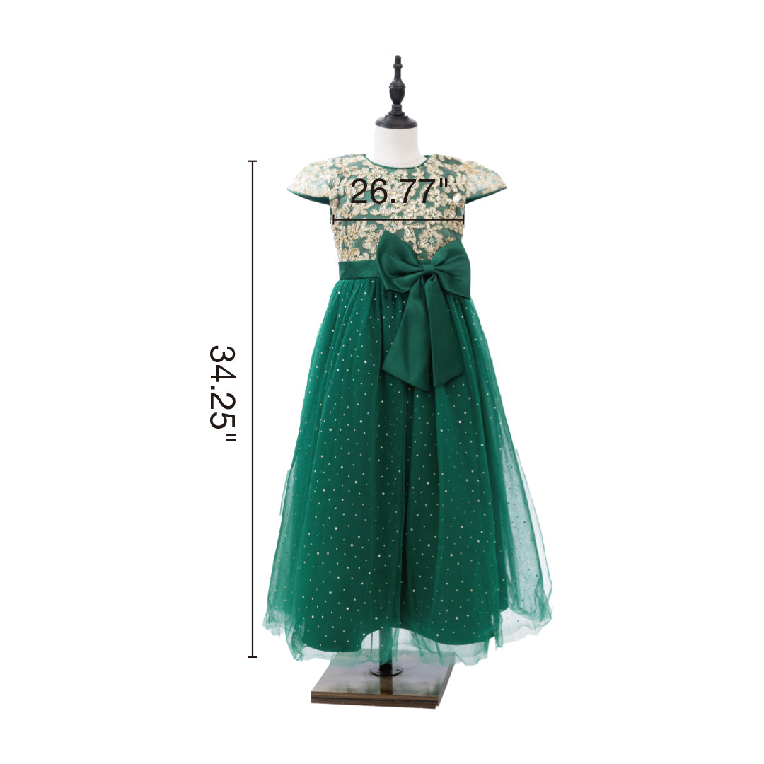 Kate Noël Vert Nœud Robe pour Enfants - Kate Backdrop FR