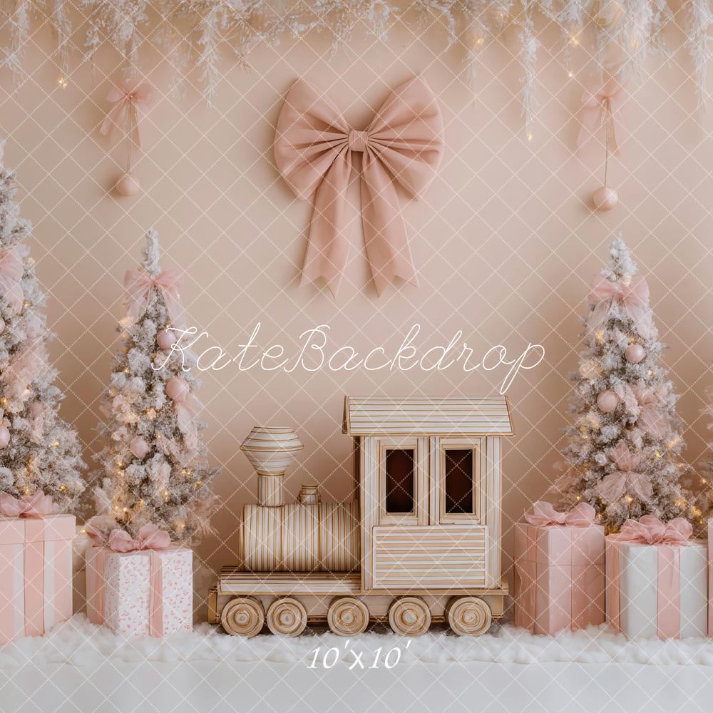 Kate Noël Sapins Cadeaux Train Rose Toile de fond conçue par Patty Roberts