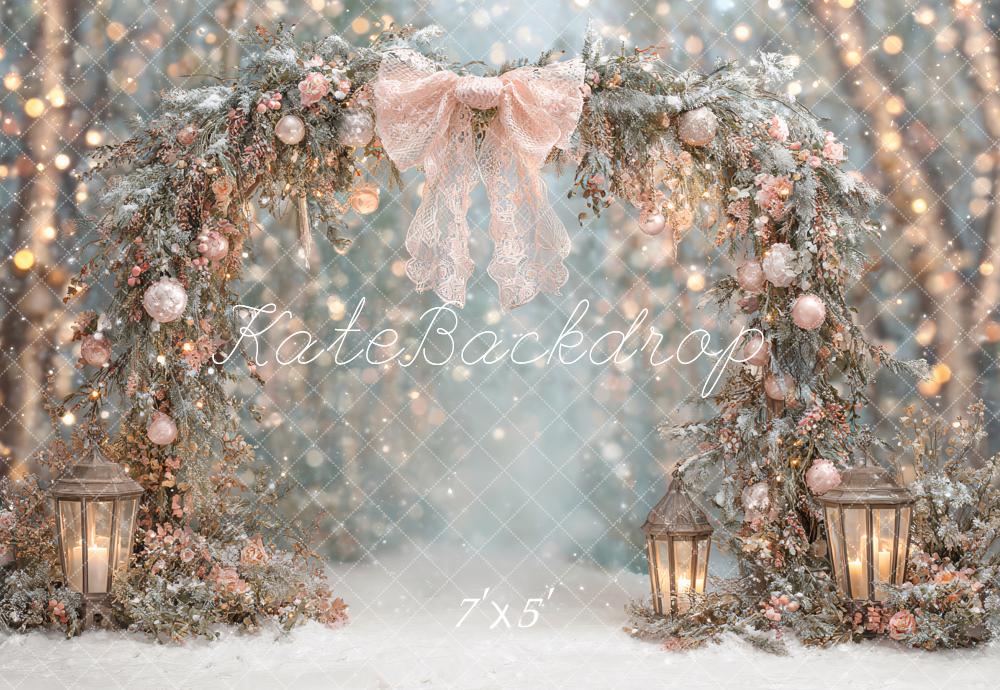 Kate Hiver Arche Fleurs Neige Toile de fond conçue par Ashley Paul