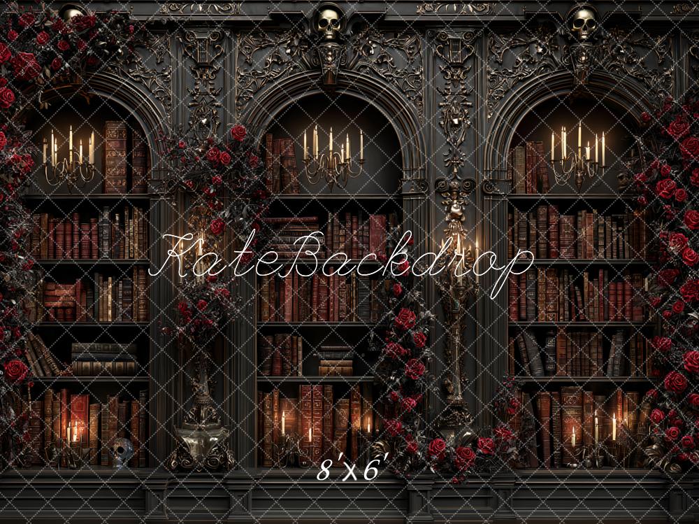 Kate Bibliothèque Gothique Roses Halloween Toile de fond conçue par Ashley Paul