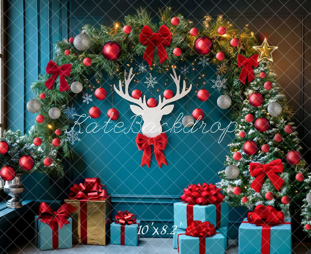 Kate Sapin de Noël Arche Cadeaux Bleu Toile de fond conçue par Mini MakeBelieve - Kate Backdrop FR