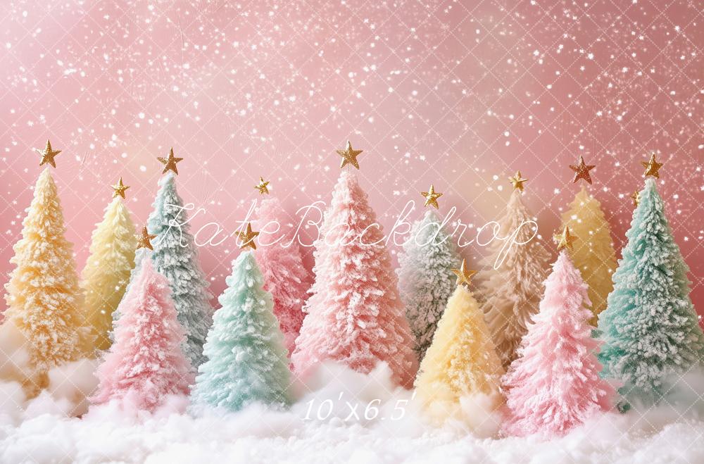 Kate Noël Sapins Pastel Neige Toile de fond conçue par Patty Roberts