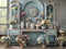 Kate Horloge Vintage Meuble Fleurs Bleu Toile de fond conçue par Mini MakeBelieve