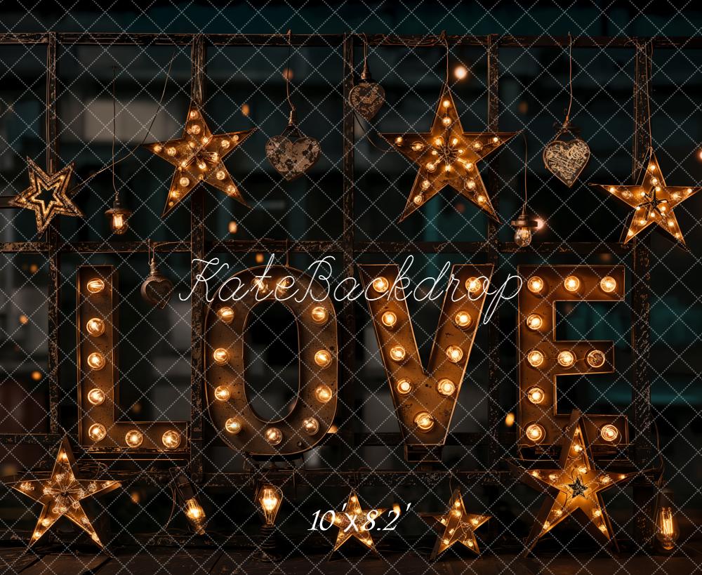 Kate Saint Valentin LOVE Lumière Étoiles Toile de fond en Laine conçue par Emetselch