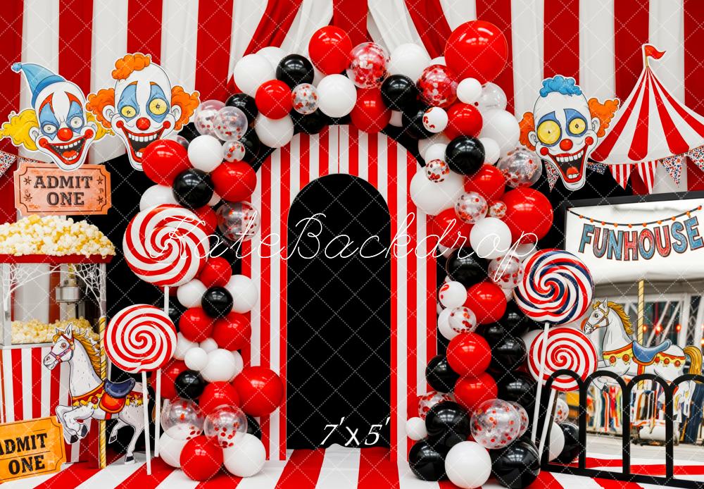 Kate Cirque Clowns Rayures Bonbons Toile de fond conçue par Patty Roberts