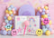 Kate Ballons Sourire Journal Pastel Toile de fond conçue par Mini MakeBelieve - Kate Backdrop FR