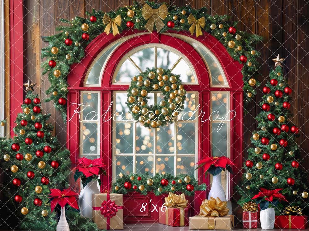 Kate Noël Fenêtre Sapins Cadeaux Toile de fond conçue par Mini MakeBelieve