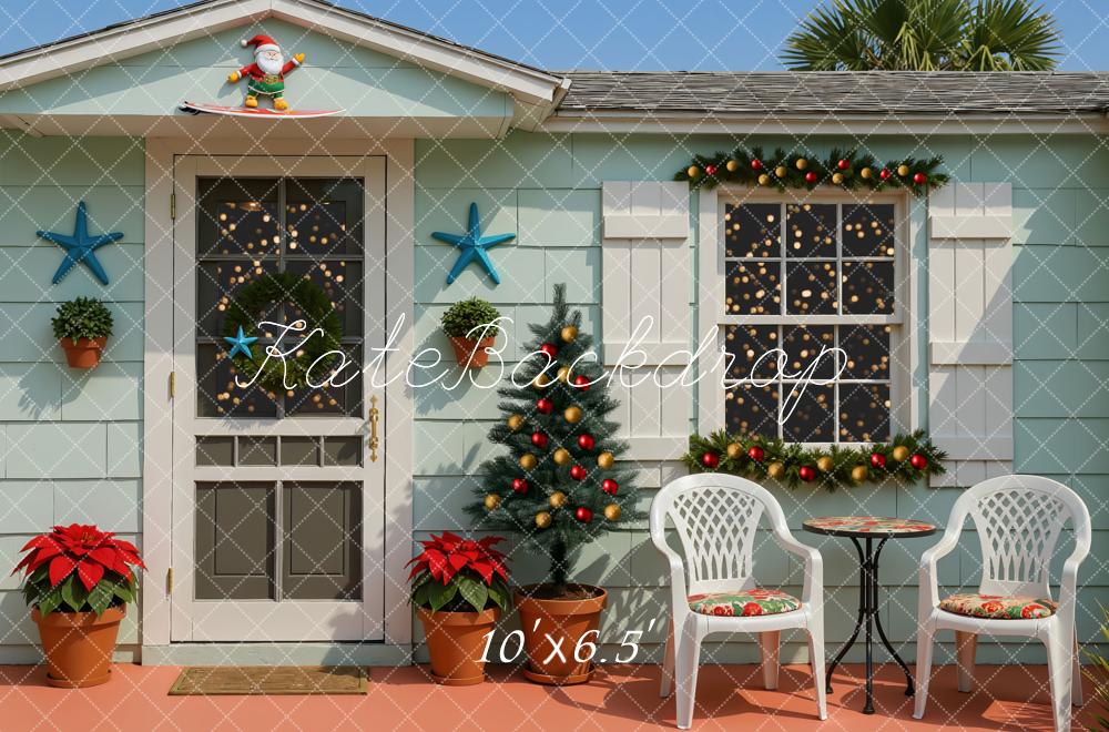 Kate Noël Maison Sapin Extérieur Toile de fond conçue par Mini MakeBelieve - Kate Backdrop FR