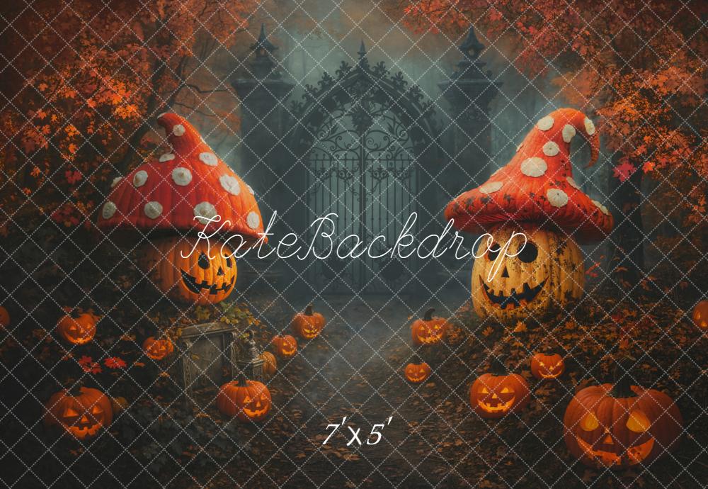 Kate Halloween Citrouilles Champignons Portail Toile de fond conçue par Emetselch