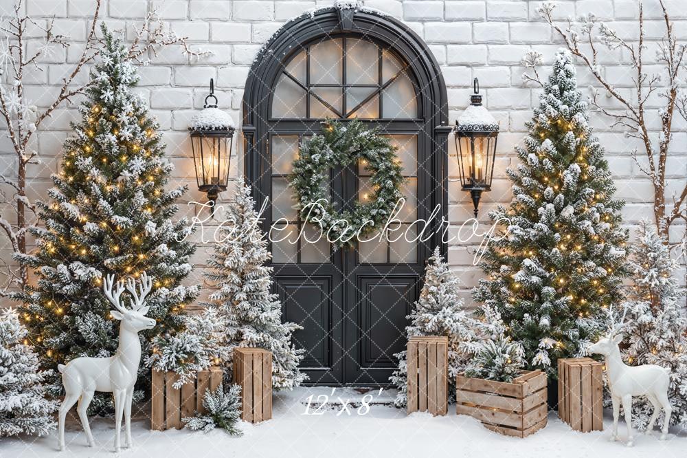 Kate Noël Sapins Neige Porte Toile de fond en Laine conçue par Emetselch