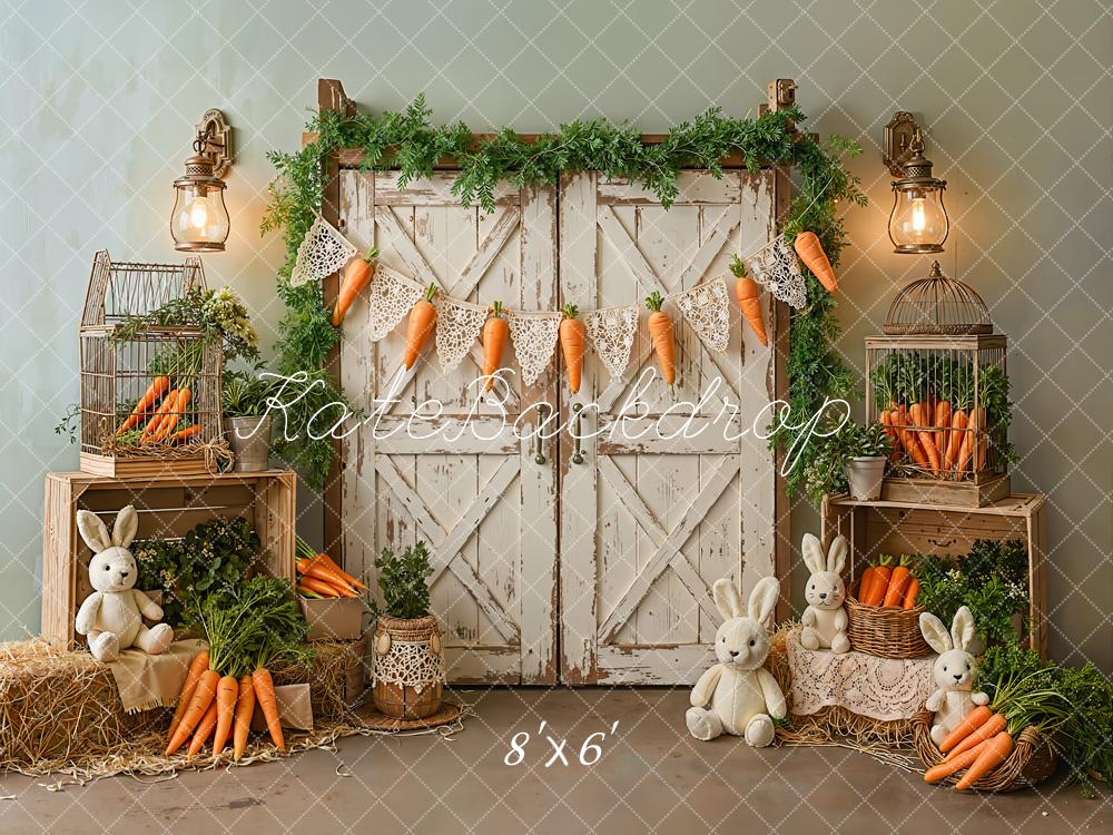 Kate Pâques Lapin Carottes Porte Bois Toile de fond conçue par Emetselch