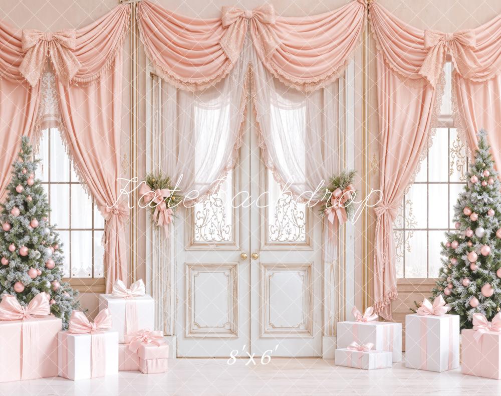 Kate Noël Rose Sapins Cadeaux Toile de fond en Laine conçue par Emetselch - Kate Backdrop FR