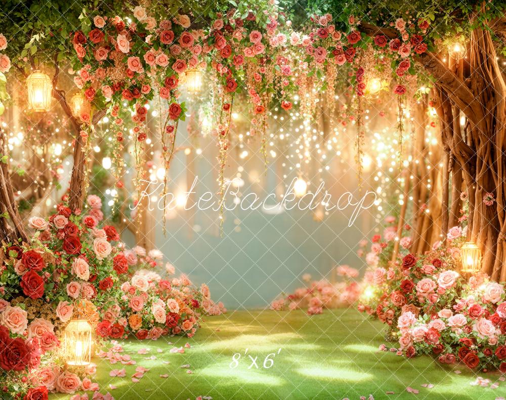 Kate Saint Valentin Fleurs Lumière Toile de fond en Laine conçue par Emetselch