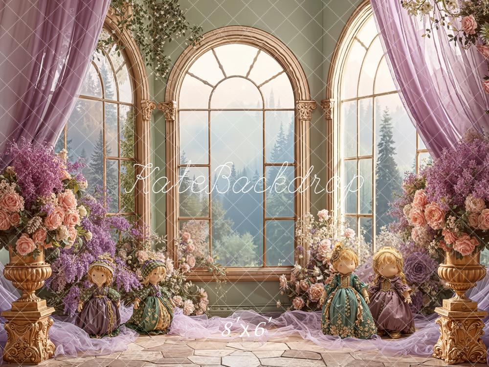 Kate Fenêtre Fleur Poupées Violet Toile de fond conçue par Emetselch