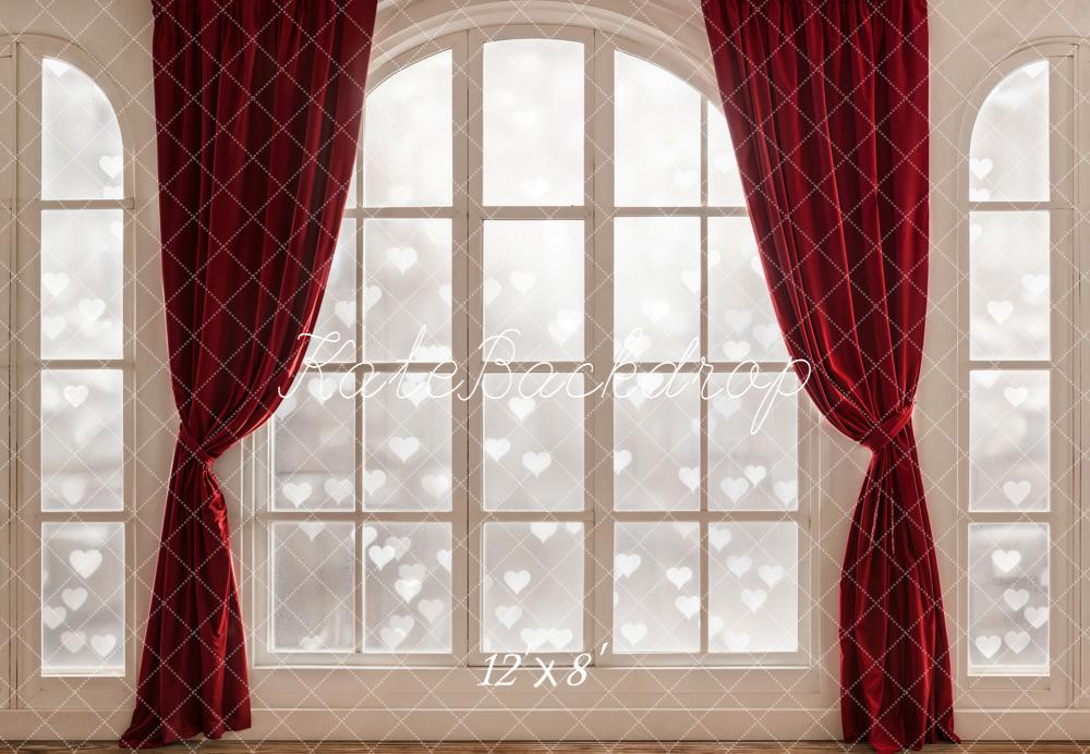 Kate Saint Valentin Fenêtre Rideaux Rouge Toile de fond en Laine conçue par Emetselch