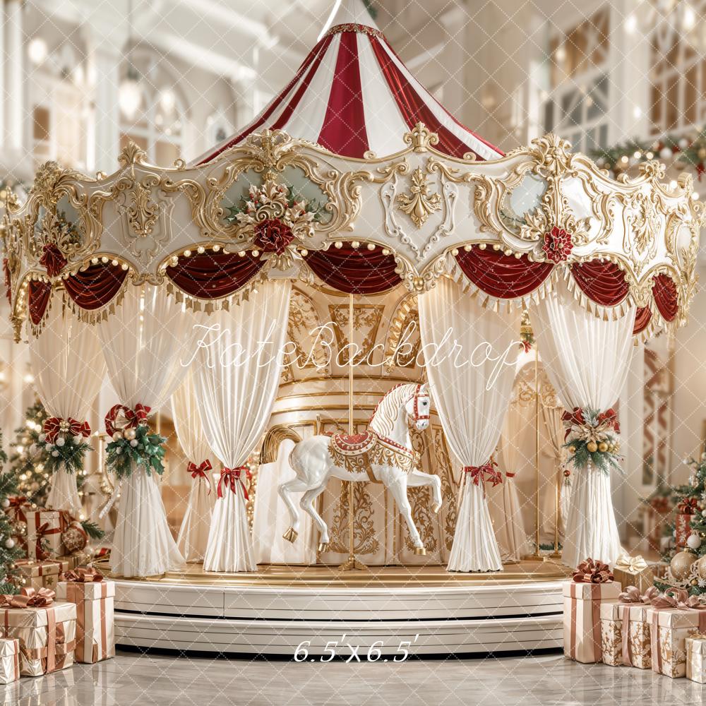 Kate Carrousel Noël Sapin Cadeaux Toile de fond conçue par Emetselch - Kate Backdrop FR