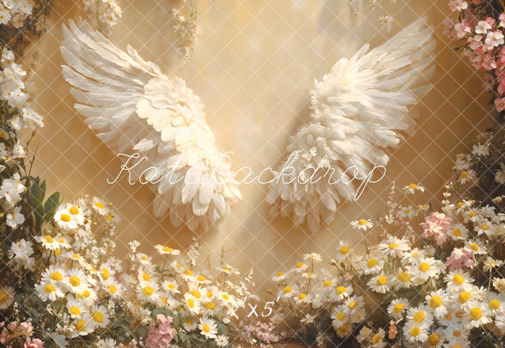 Kate Nouveau-né Ailes Anges Fleurs Toile de fond conçue par Emetselch
