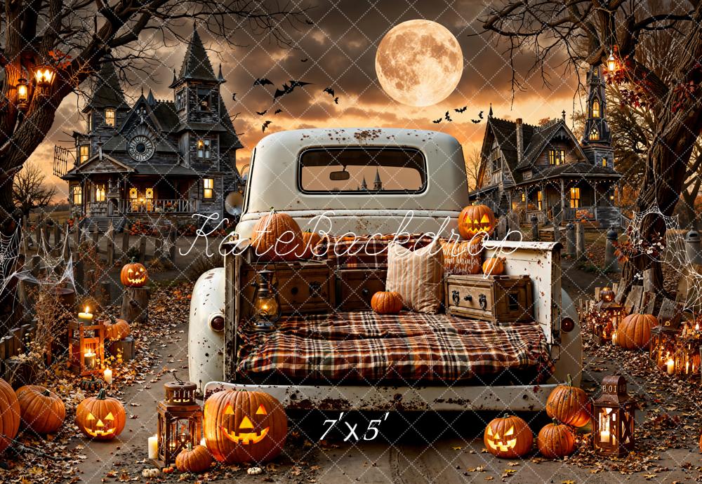 Kate Halloween Camion Citrouilles Pleine Lune Toile de fond conçue par Emetselch - Kate Backdrop FR