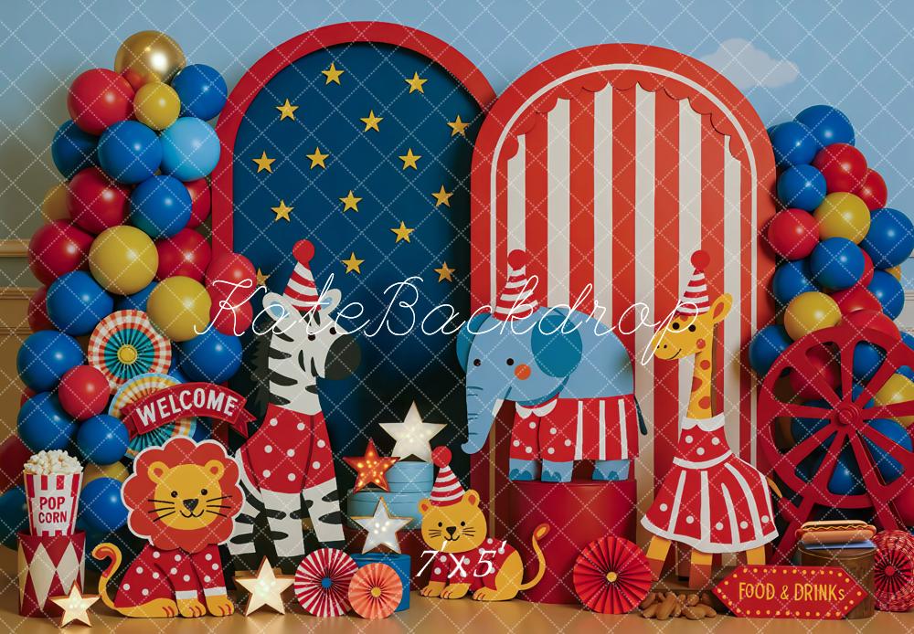 Kate Enfant Cirque Animaux Ballons Toile de fond conçue par Mini MakeBelieve
