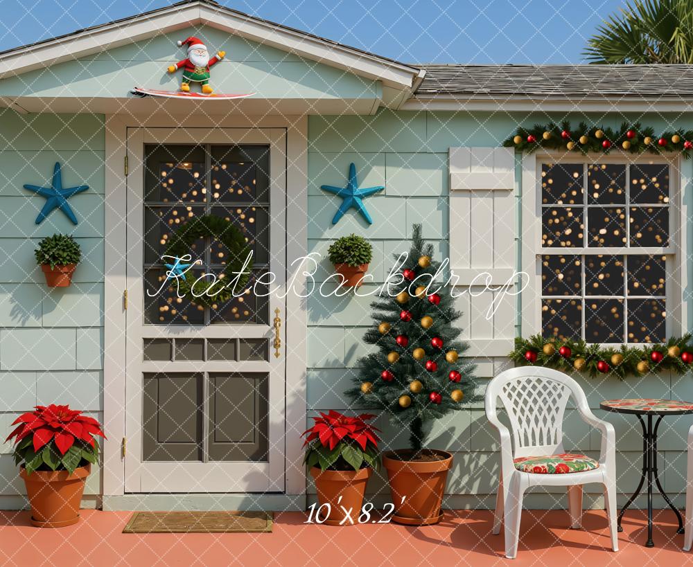 Kate Noël Maison Sapin Extérieur Toile de fond conçue par Mini MakeBelieve - Kate Backdrop FR